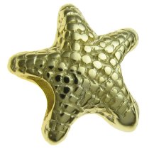Real Gold 925 Sterling Silver Star Fish Bead 14mm for European Charm Bracelets