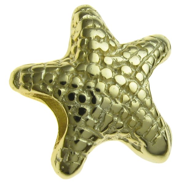 Real Gold 925 Sterling Silver Star Fish Bead 14mm for European Charm Bracelets