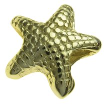 Real Gold 925 Sterling Silver Star Fish Bead 14mm for European Charm Bracelets