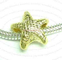 Real Gold 925 Sterling Silver Star Fish Bead 14mm for European Charm Bracelets
