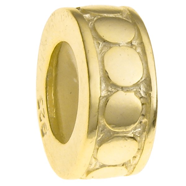 Gold 925 Sterling Silver STOPPER RUBBER CIRCLE DOT ROUND Bead for European Charm Bracelets