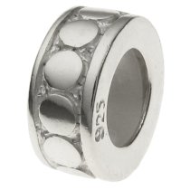 Sterling Silver STOPPER WITH RUBBER CIRCLE DOT ROUND Bead for European Charm Bracelets 8.3mm