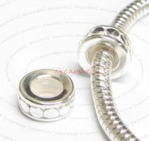 Sterling Silver STOPPER WITH RUBBER CIRCLE DOT ROUND Bead for European Charm Bracelets 8.3mm
