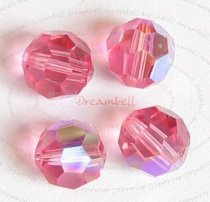 6x AB Swarovski Crystal Elements Round Faceted 5000 Pink Rose 8mm