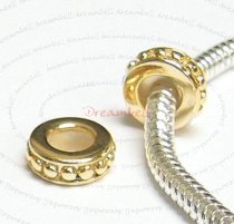 14K Gold Plated 925 Sterling Silver Silver STOPPER WITH RUBBER DOTS Round Bead for European Charm Bracelets 9mm