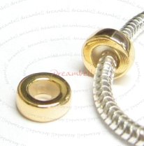 14K Sterling Silver STOPPER WITH RUBBER Round Bead for European Charm Bracelets 8mm