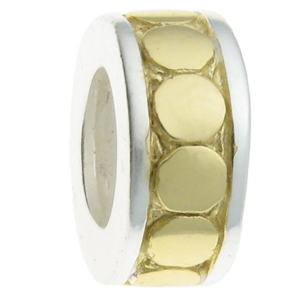 Gold 925 Sterling Silver STOPPER WITH RUBBER CIRCLE DOT for European Charm Bracelets