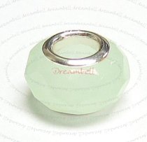 Sterling Silver Jade Faceted Bead for European Charm Bracelets 12.2mm