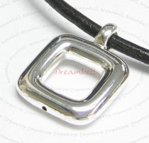 STERLING SILVER RECTANGULAR DANGLE CHARM PENDANT 26mm