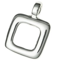 STERLING SILVER RECTANGULAR DANGLE CHARM PENDANT 26mm
