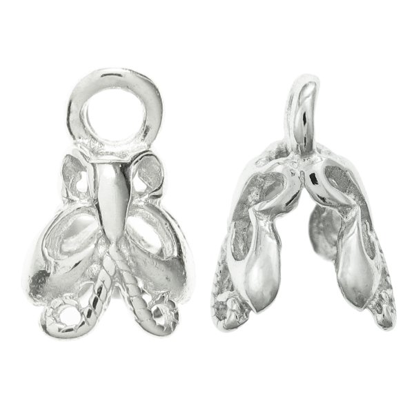 2x BRIGHT STERLING SILVER Bail BUTTERFLY PENDANT CLASP