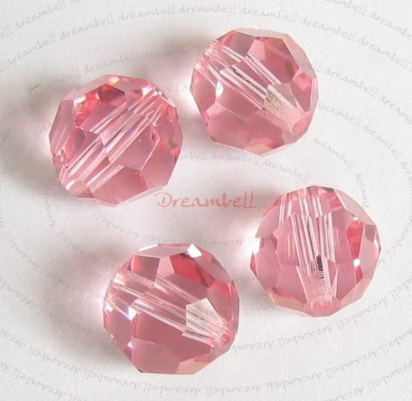 12x Swarovski Crystal Elements Round Faceted 5000 Light Pink Rose 6mm