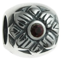 Sterling Silver Sun flower Siam Red CZ crystal European Style Bead for European Charm Bracelets