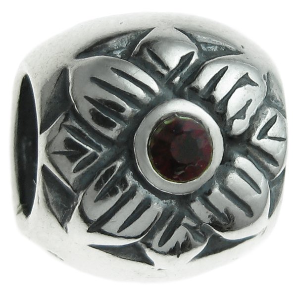 Sterling Silver Sun flower Siam Red CZ crystal European Style Bead for European Charm Bracelets
