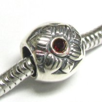 Sterling Silver Sun flower Siam Red CZ crystal European Style Bead for European Charm Bracelets