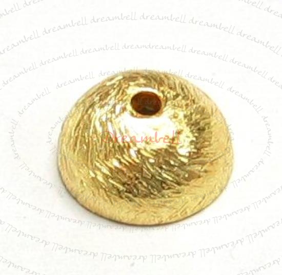 2x 22K Gold plated over Sterling Silver Bead Round Cap 8mm