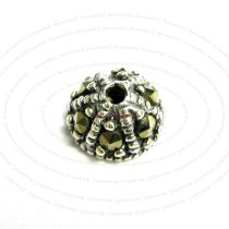 2x STERLING SILVER MARCASITE ROUND Bead Cap 6.5mm x 4mm