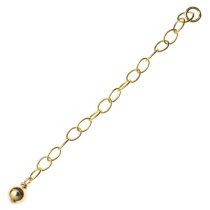 1x 14K Gold filled Bead Chain Extender w/ 4mm DOT BALL COILED 2″