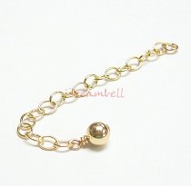1x 14K Gold filled Bead Chain Extender w/ 4mm DOT BALL COILED 2"
