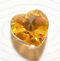 1x Swarovski Crystal Heart Charm pendant Topaz AB 18mm 6202