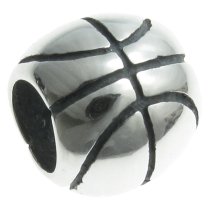 Sterling Silver BASKETBALL Round for European Bead charm Bracelet