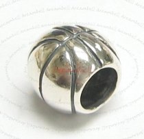 Sterling Silver BASKETBALL Round for European Bead charm Bracelet
