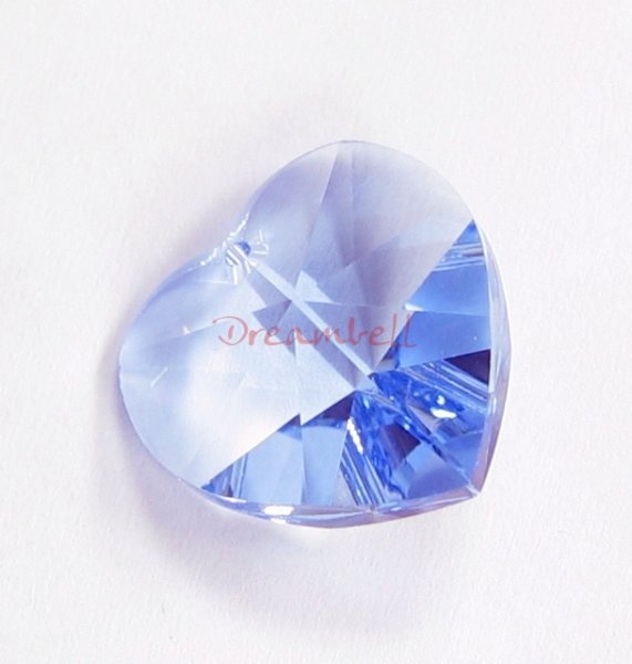 2x Swarovski Crystal Heart Charm pendant Light Sapphire 14mm
