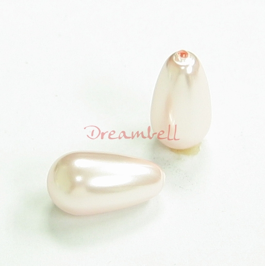 2x Swarovski crystal 5816 Pearl Drops Rosaline half drilled 15mm