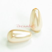 2x Swarovski crystal 5816 Pearl Drops Peach half drilled 15mm