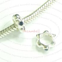 Sterling Silver ROUND Rondelle RING Bead Sapphire CZ crystals for European Charm Bracelets