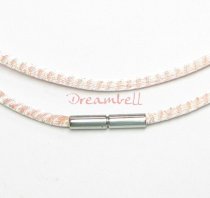 1x Steel bayonet clasp Rose Pink Brass Mesh 3mm choker leather cord necklace 45cm