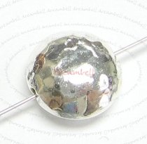 2X STERLING SILVER Hammered Round FOCAL Bead 12mm