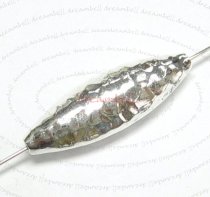 1X STERLING SILVER Hammered Almond FOCAL Bead 8mm x 24mm