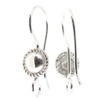 4x Sterling Silver Round Shield Ear Wire Earring Hook