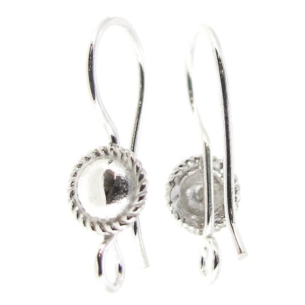 4x Sterling Silver Round Shield Ear Wire Earring Hook