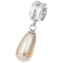 1x Sterling Silver Peach Pearl Pendant Bead for European Charm Bracelets Using Swarovski Elements Crystal Pearl