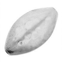 1x Sterling Silver Hammered Almond Olive Shaped Focal Bead Spacer 15mm
