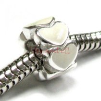 Sterling Silver Endless love Heart Enamel bead for European Charm Bracelets