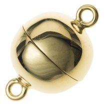 1x 14K Real Gold Plated over Sterling Silver 1 strand Round Ball Magnetic Clasp 10mm