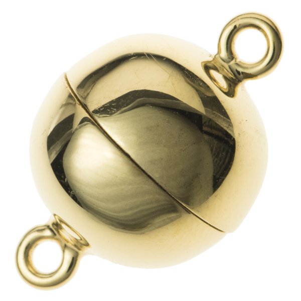 1x 14K Real Gold Plated over Sterling Silver 1 strand Round Ball Magnetic Clasp 10mm