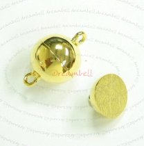 1x 14K Real Gold Plated over Sterling Silver 1 strand Round Ball Magnetic Clasp 10mm