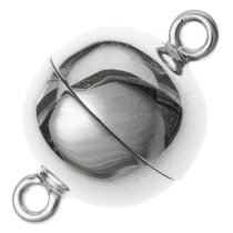 1x Sterling Silver 1 strand Round Ball Magnetic Clasp 14mm