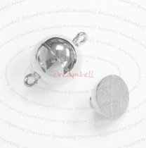 1x Sterling Silver 1 strand Round Ball Magnetic Clasp 14mm