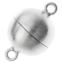 1x Sterling Silver 1 strand Round Ball Satin Magnetic Clasp 14mm