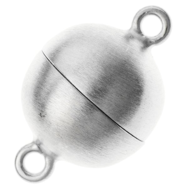 1x Sterling Silver 1 strand Round Ball Satin Magnetic Clasp 14mm
