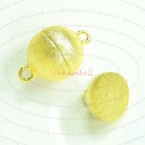 1x 14K Real Gold Plated over Sterling Silver 1 strand Round Ball Stardust Magnetic Clasp 14mm