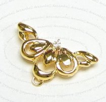 1x 14k Real Gold SILVER CZ crystal Pendant Slide Connector