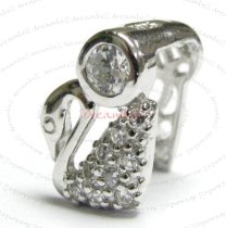 1x Sterling Silver Swan CZ Crystal BAIL SLIDER PENDANT CONNECTOR