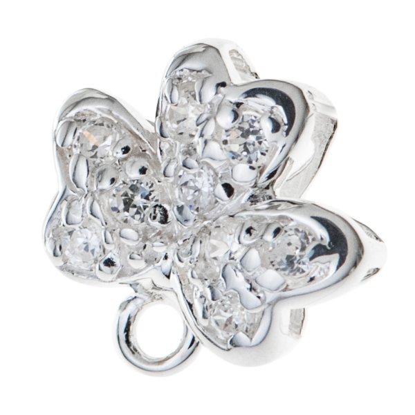 BRIGHT STERLING SILVER Bail CZ crystal FLOWER PENDANT SLIDE CLASP