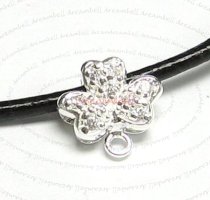 BRIGHT STERLING SILVER Bail CZ crystal FLOWER PENDANT SLIDE CLASP